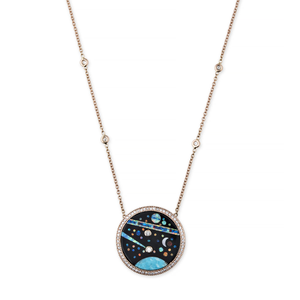 Small Pavé Diamond Galaxy Inlay Necklace