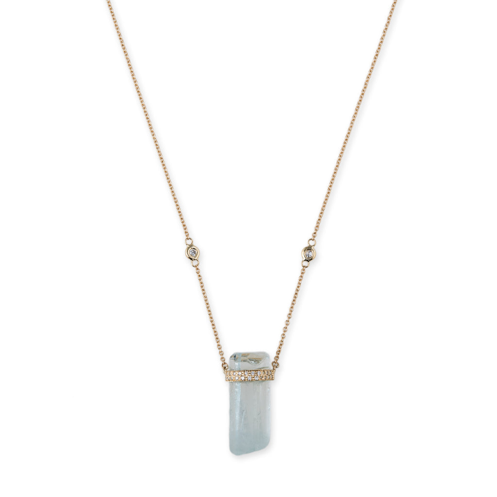 Aquamarine Necklace - One Of A Kind - Gold-filled and Sterling Silver -  Solstice LTD - Jewelry and More