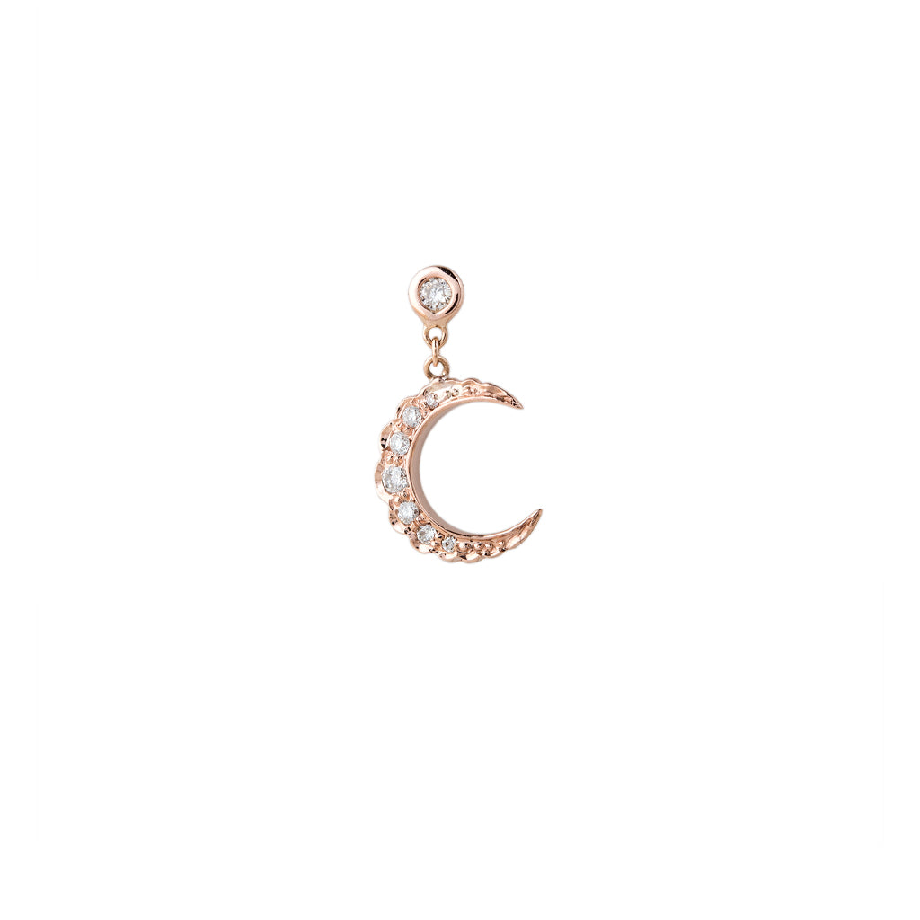 Diamond Crescent Drop Stud Earring