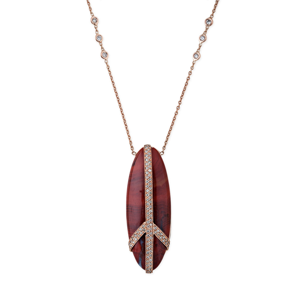 PAVE PEACE RED AGATE NECKLACE