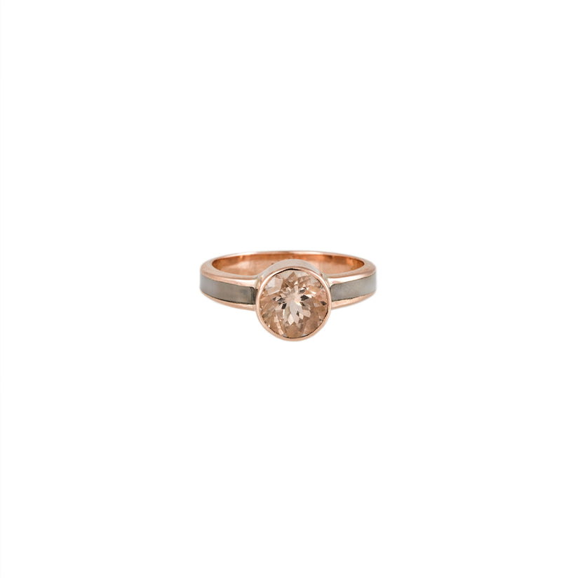 MORGANITE MOTHER OF PEARL SOLITAIRE RING