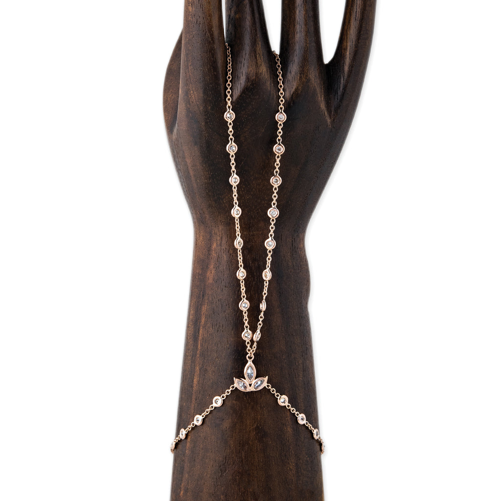 Marquise Diamond Blossom Double Stem Finger Bracelet