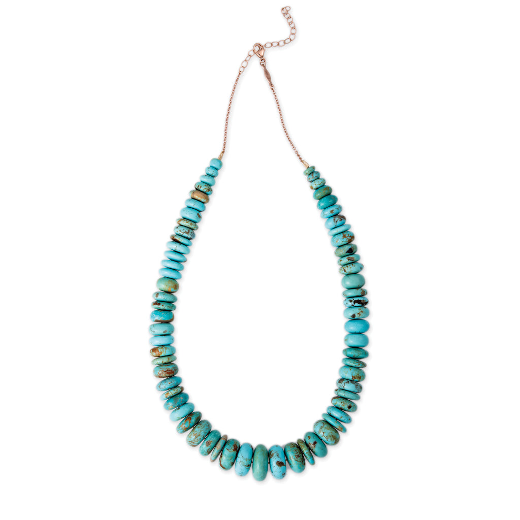 LARGE GRADUATED TURQUOISE BEADED NECKLACE