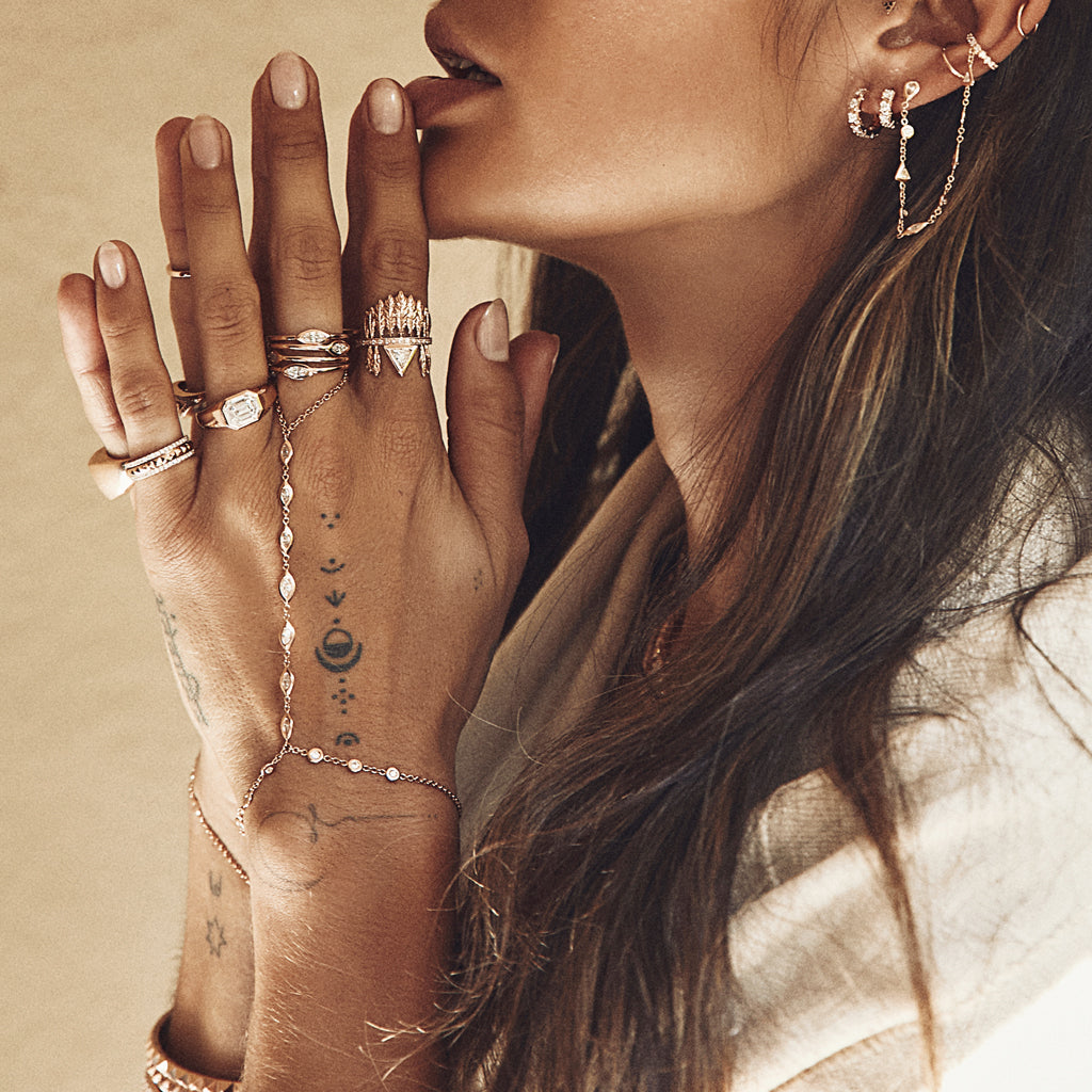 7 Marquise Diamond Finger Bracelet