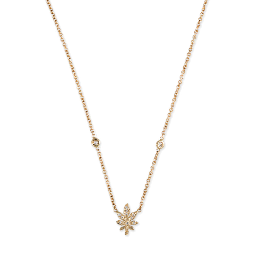 PAVE SWEET LEAF 2 DIAMOND CHAIN NECKLACE