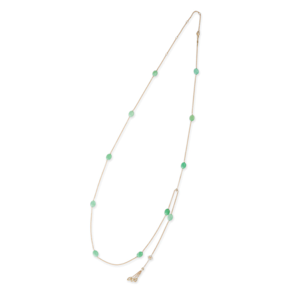 Chrysoprase Bead Diamond Drip Belly Chain