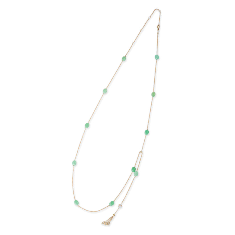 CHRYSOPRASE BEAD DIAMOND DRIP BELLY CHAIN