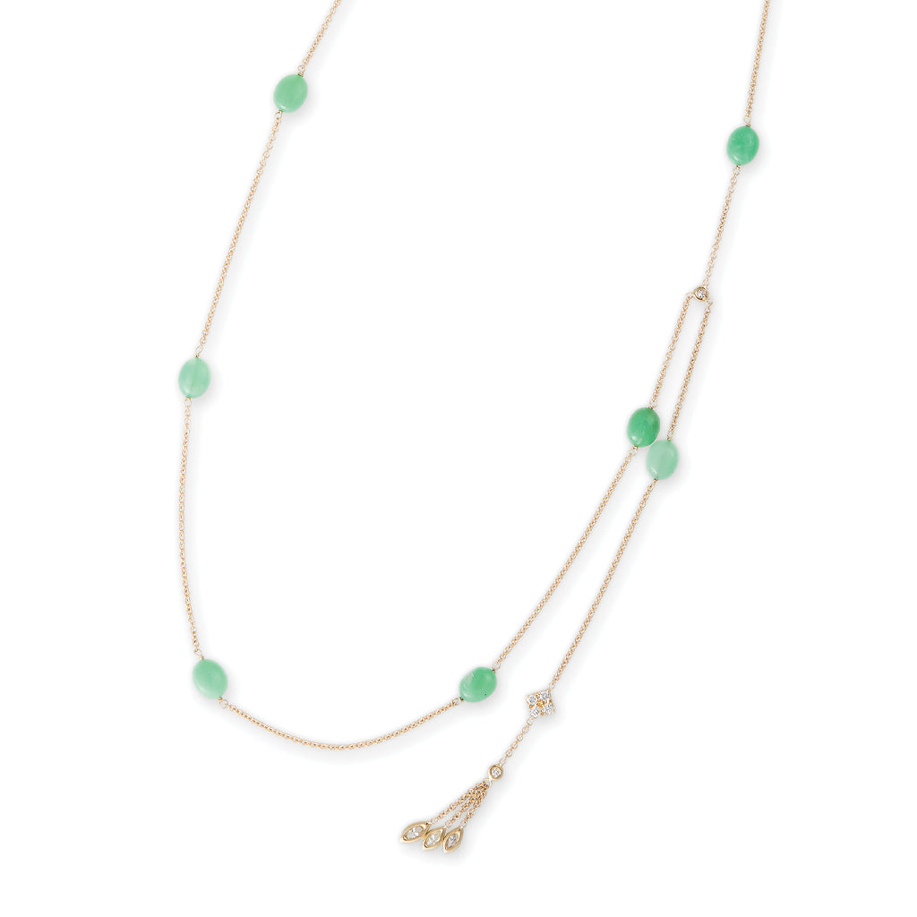 CHRYSOPRASE BEAD DIAMOND DRIP BELLY CHAIN