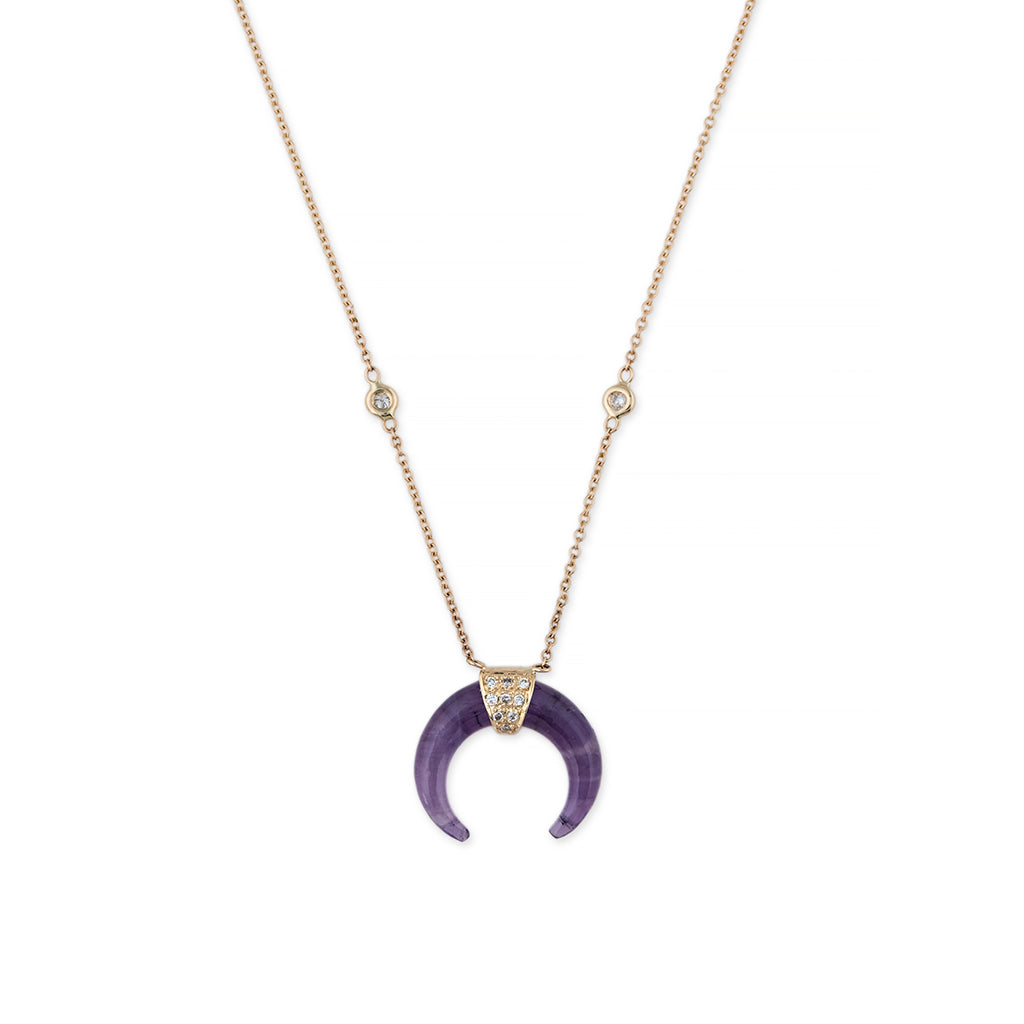 MINI AMETHYST DOUBLE HORN NECKLACE