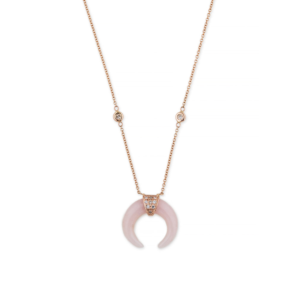 MINI PERUVIAN OPAL DOUBLE HORN NECKLACE