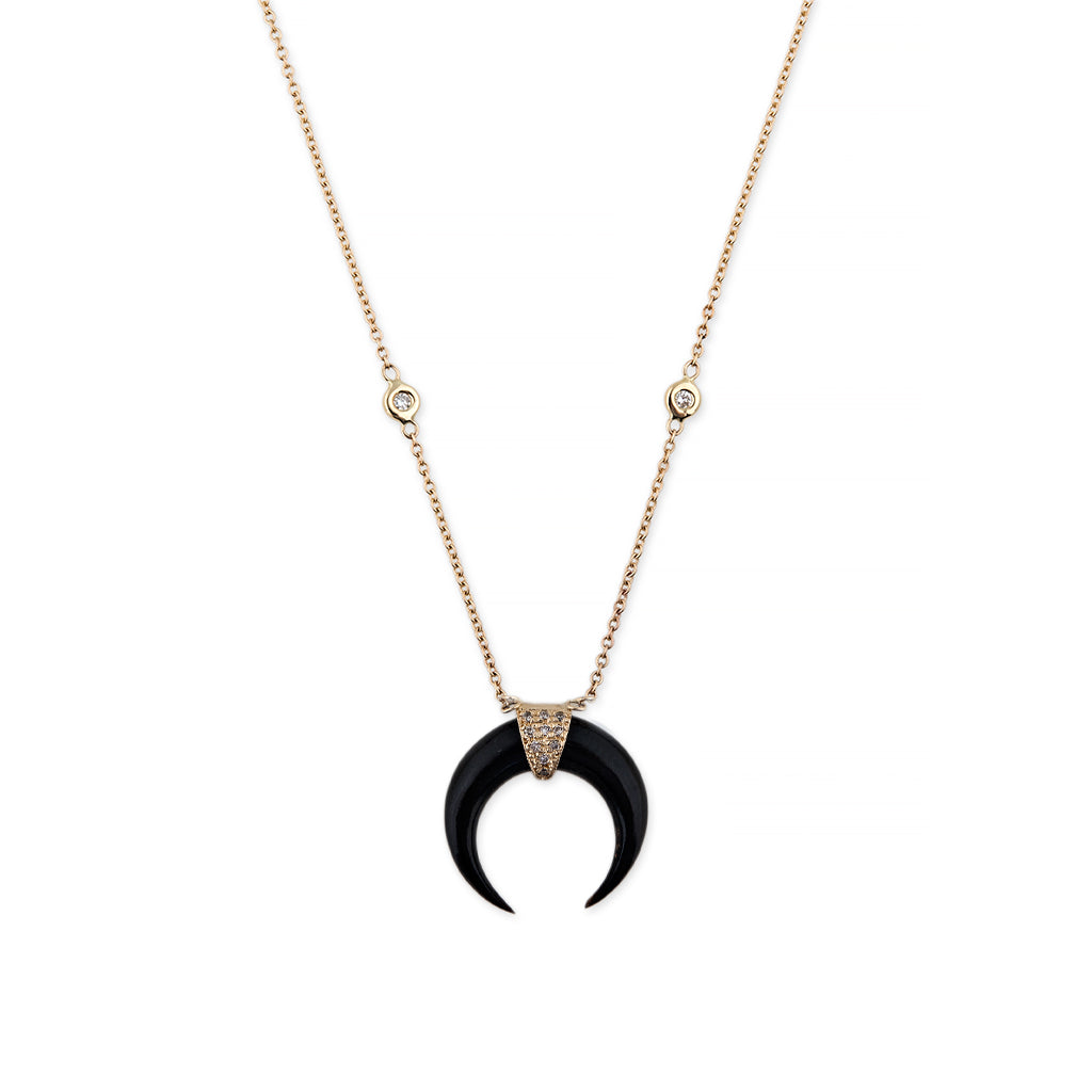 Mini Black Double Horn Necklace
