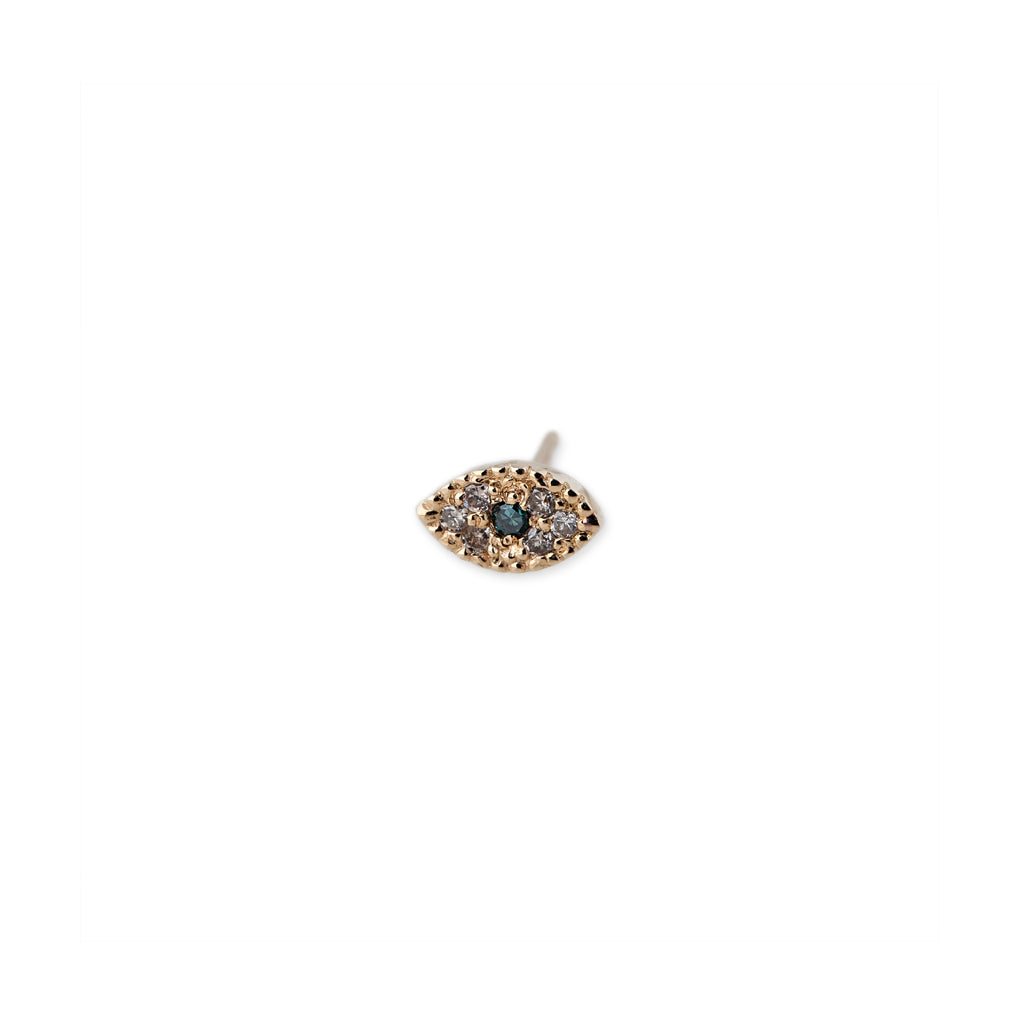 PAVE BLUE DIAMOND MINI EYE STUD