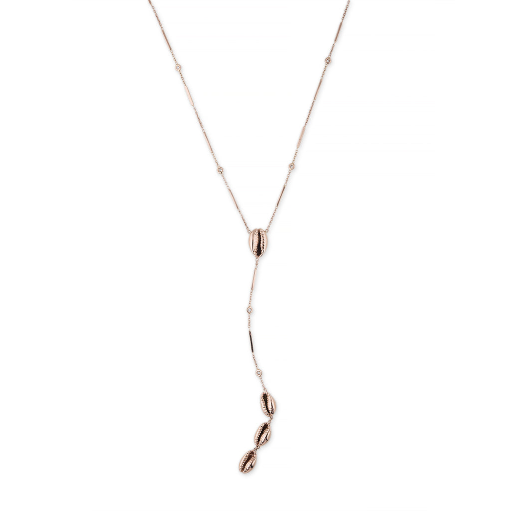 Cowri Shell Diamond Y  Necklace
