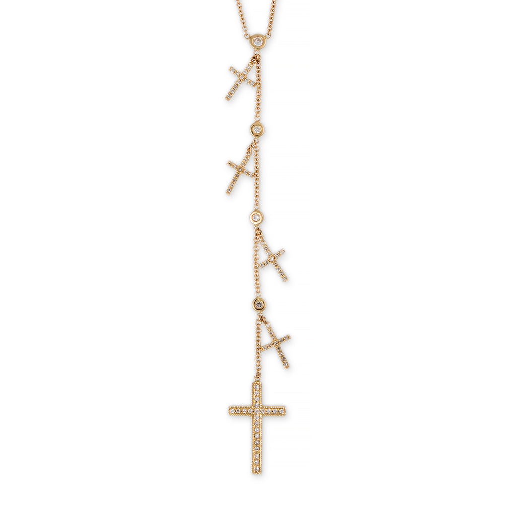 PAVE CROSS SHAKER Y NECKLACE