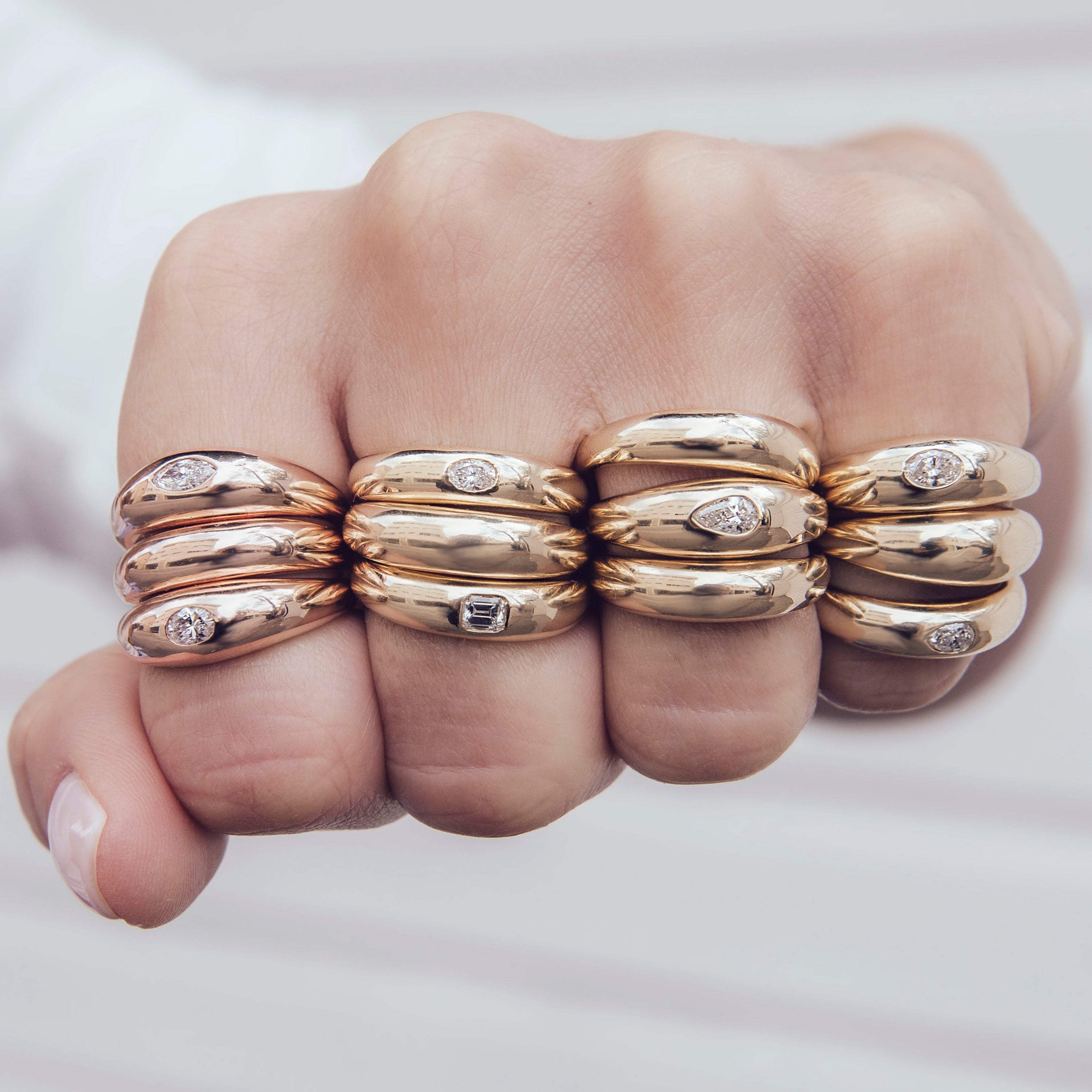 Multi-Color Gemstone Diamond Gold Dome Cocktail Ring – jeweleretteandco