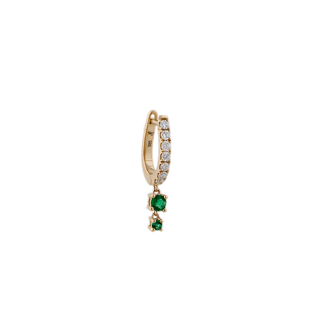 Graduated Emerald Pave Diamond Mini Hoop