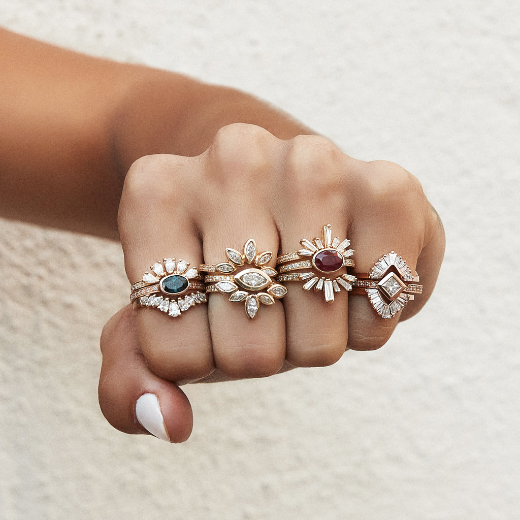 Marquise and Teardrop Diamond Curved Band