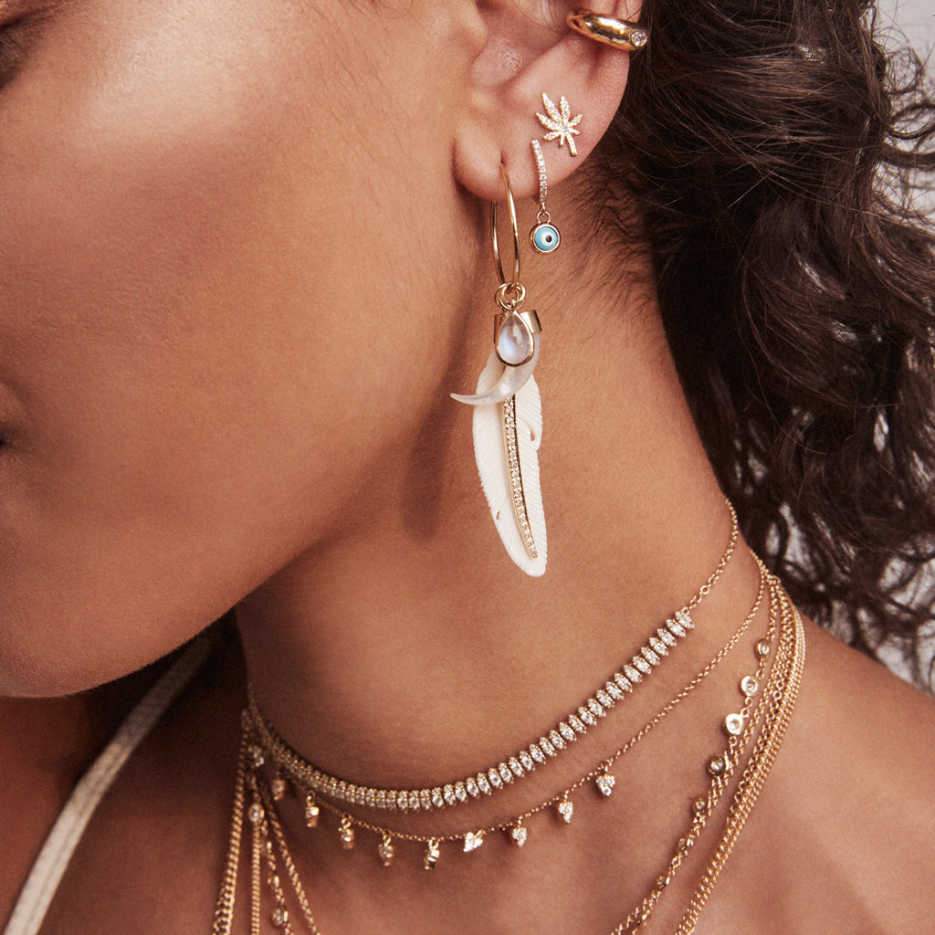 Pave Sweet Leaf Stud