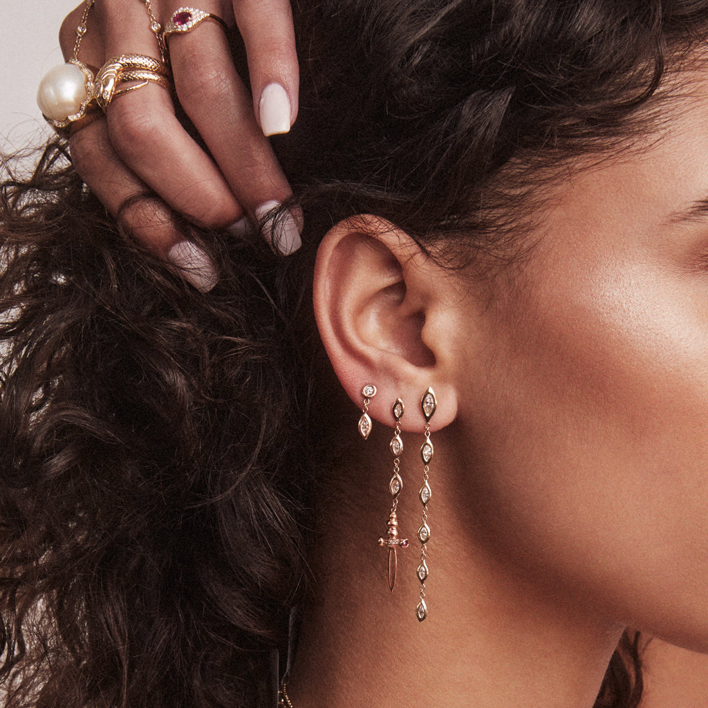 1+1 Diamond Marquise Drop Stud