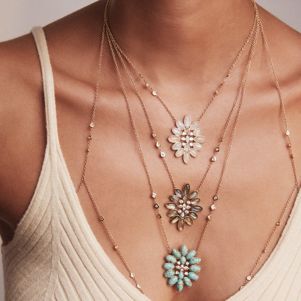 Diamond + Labradorite Blossom Necklace