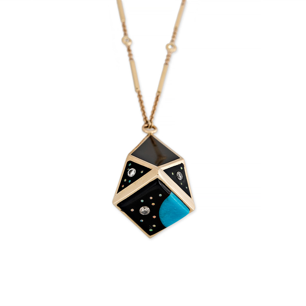 GEOMETRIC DOME GALAXY INLAY NECKLACE