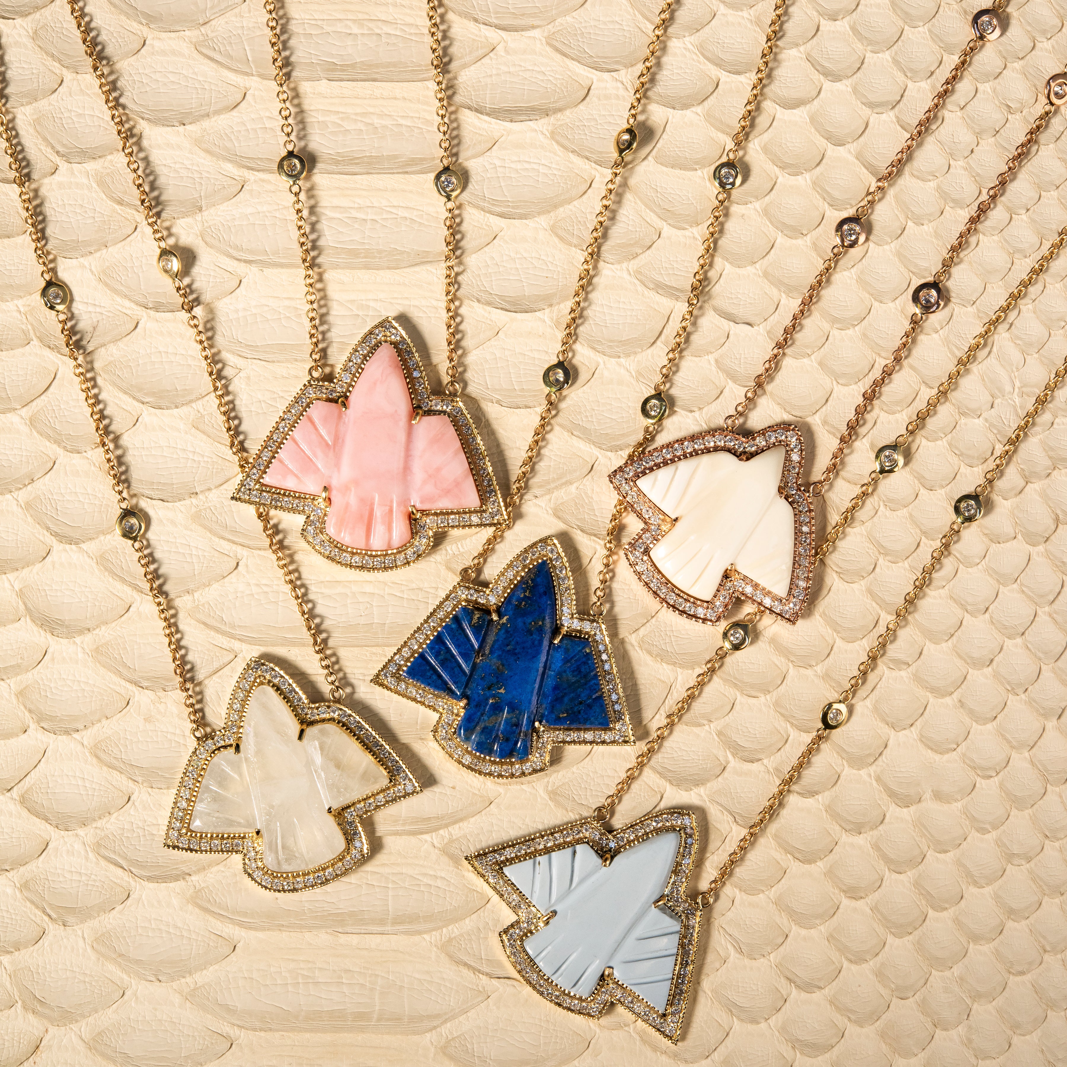 Pave Small Lapis Thunderbird Necklace