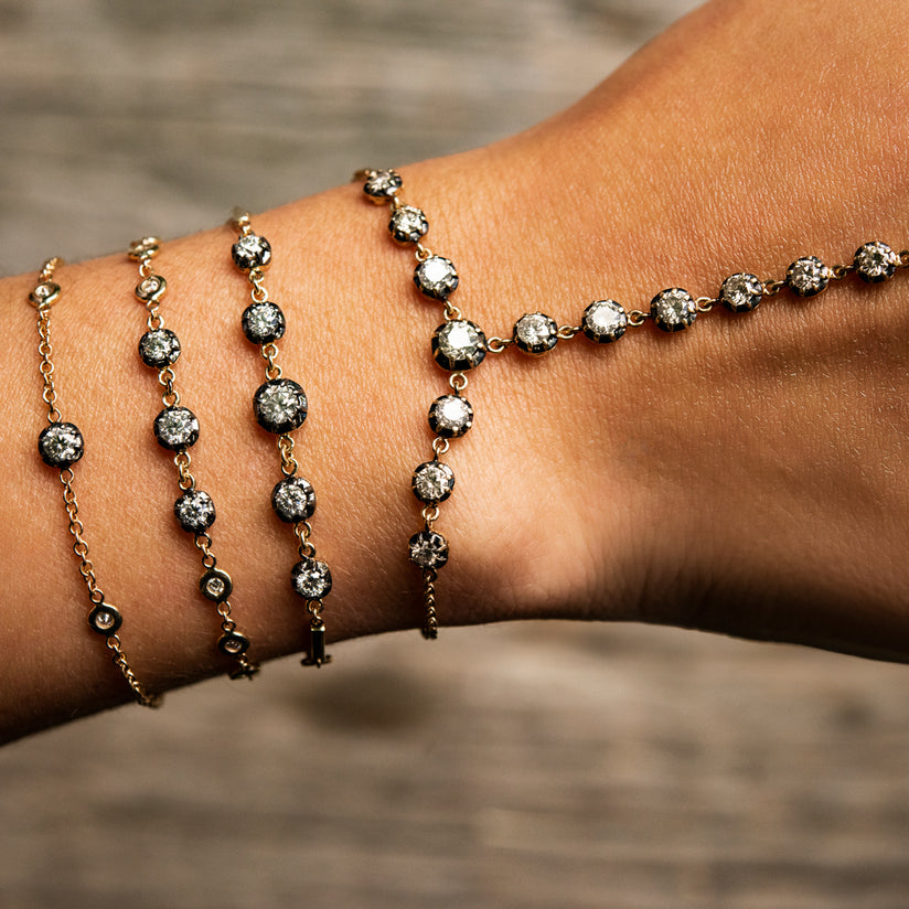 BLACK RHODIUM 3 SOPHIA DIAMOND + 6 ROUND DIAMOND BRACELET
