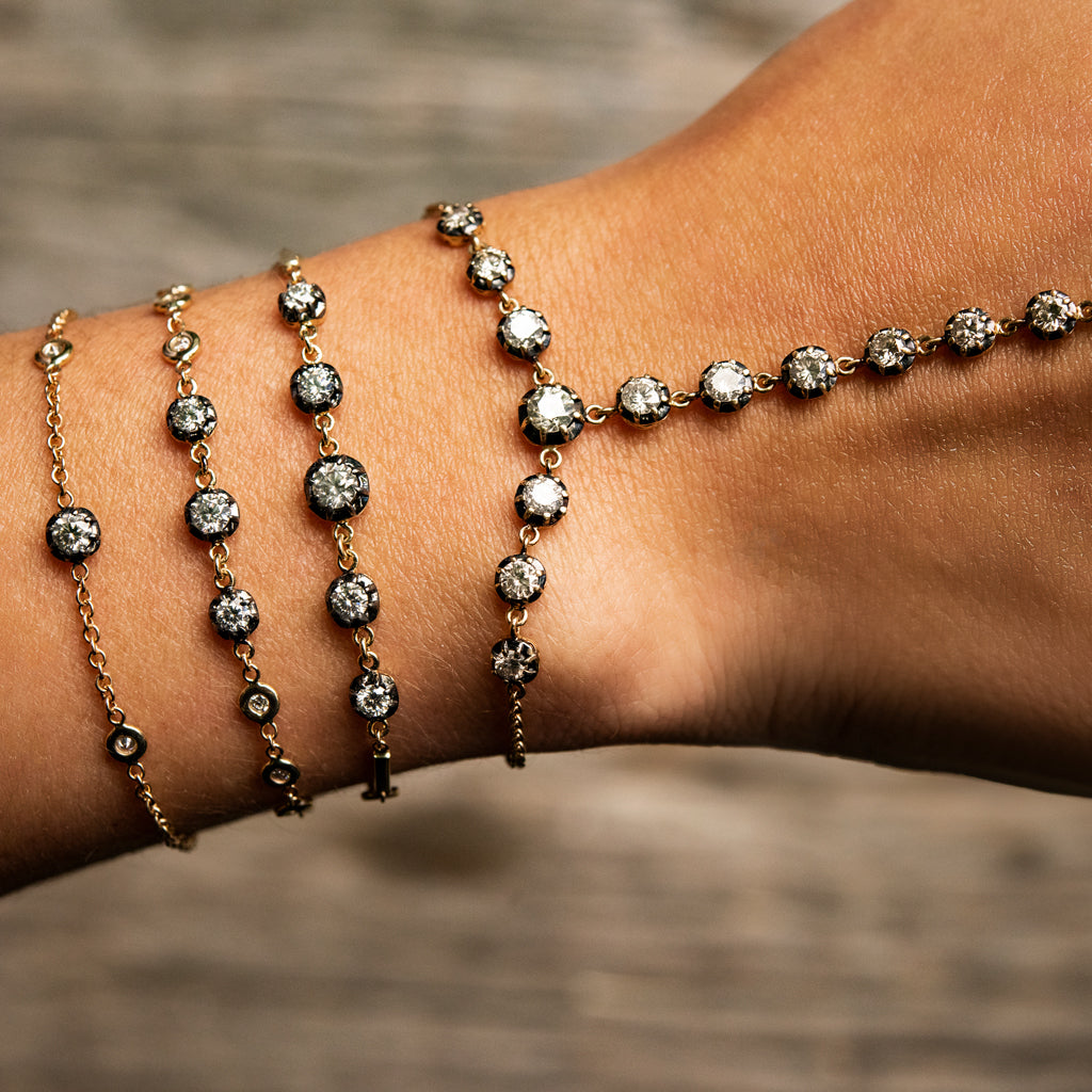 Black Rhodium 5 Sophia Diamond + 4 Diamond Smooth Bar Bracelet