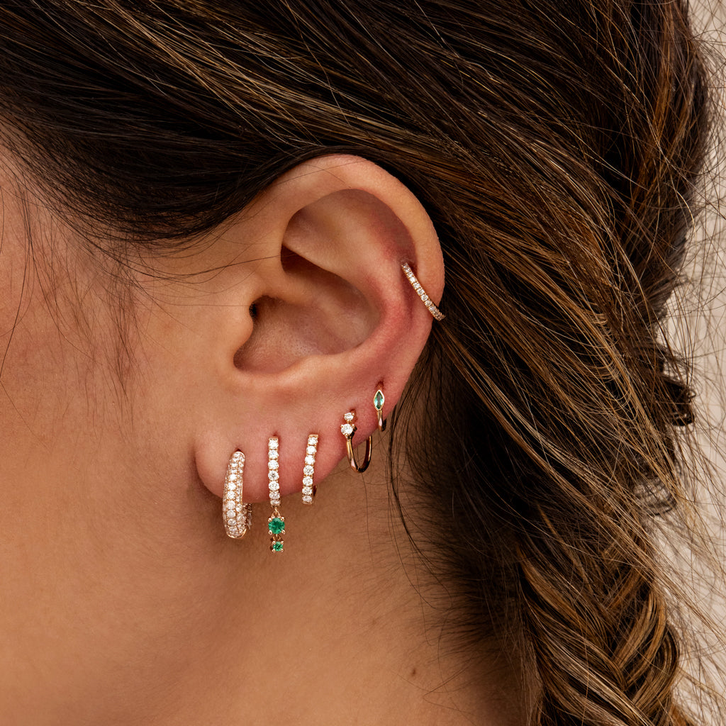 Small Marquise Emerald Mini Hoop