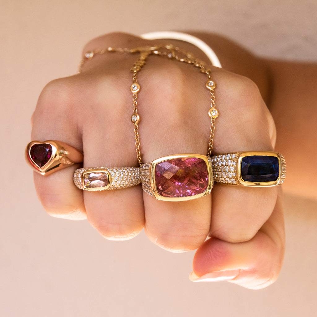 PINK TOURMALINE HEART SIGNET RING