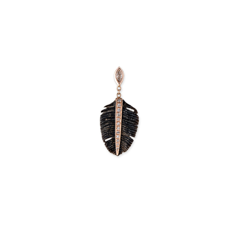MARQUISE DIAMOND SMALL PAVE BLACK HORN FEATHER STUD