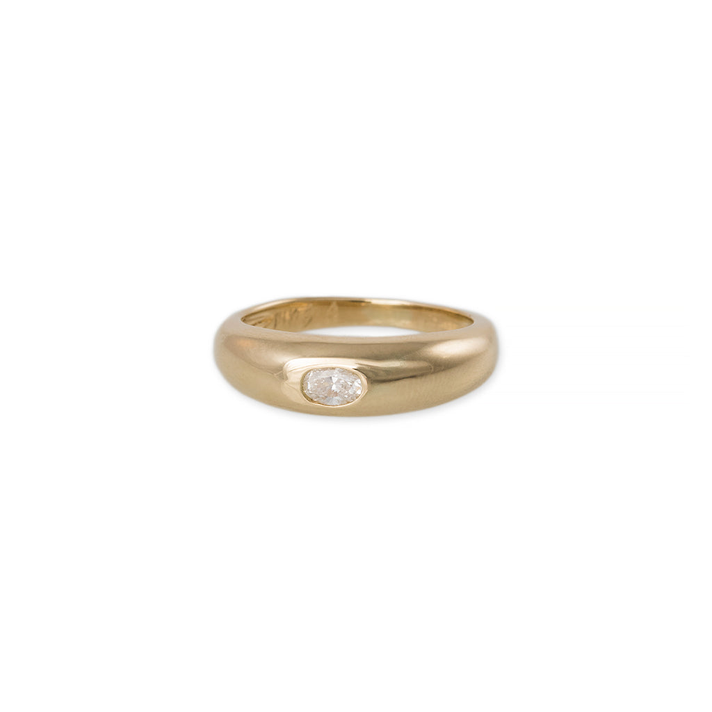 Oval Diamond Center Dome Ring