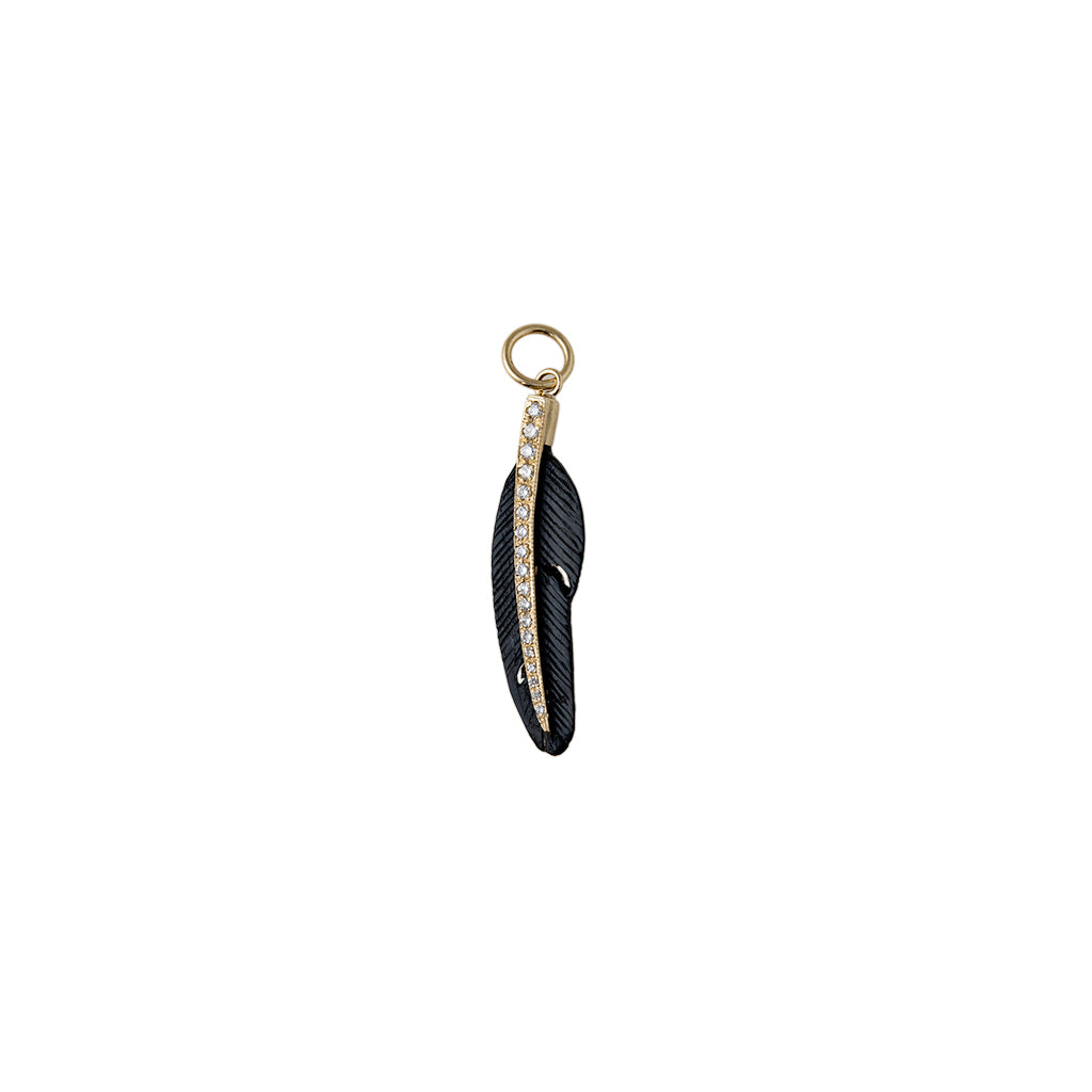 SMALL PAVE BLACK FEATHER CHARM