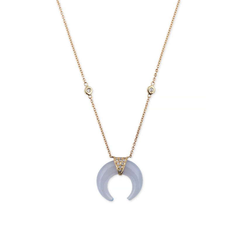 MINI CHALCEDONY DOUBLE HORN NECKLACE
