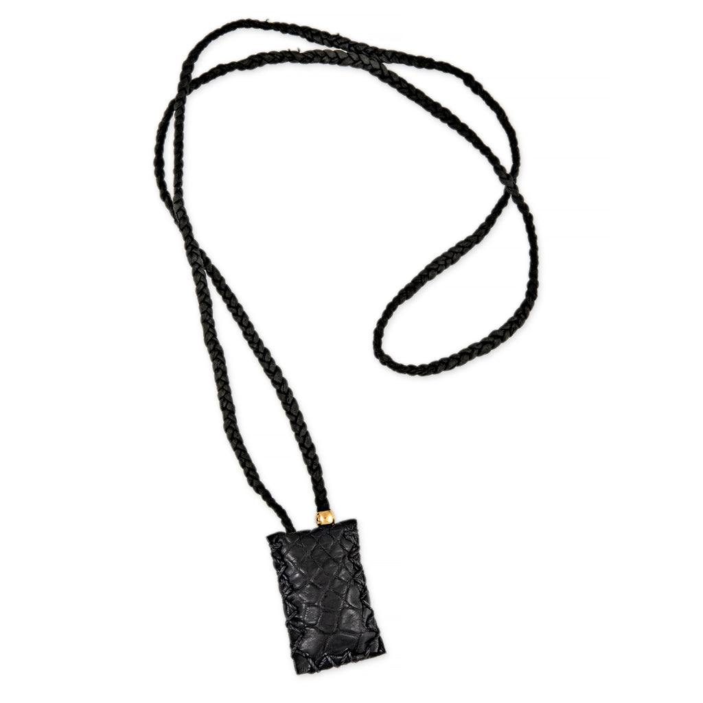 Black Croc Rectangle Black Braided Silk Blesslev