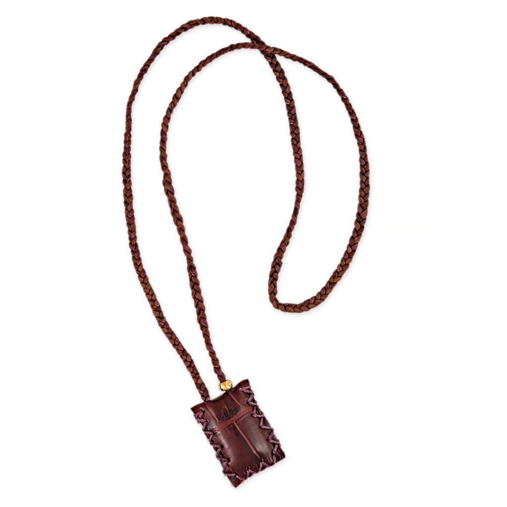 Burgundy Croc Rectangle Burgundy Braided Silk Blesslev