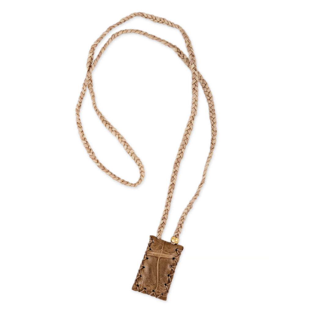 Tan Croc Rectangle Tan Braided Silk Blesslev