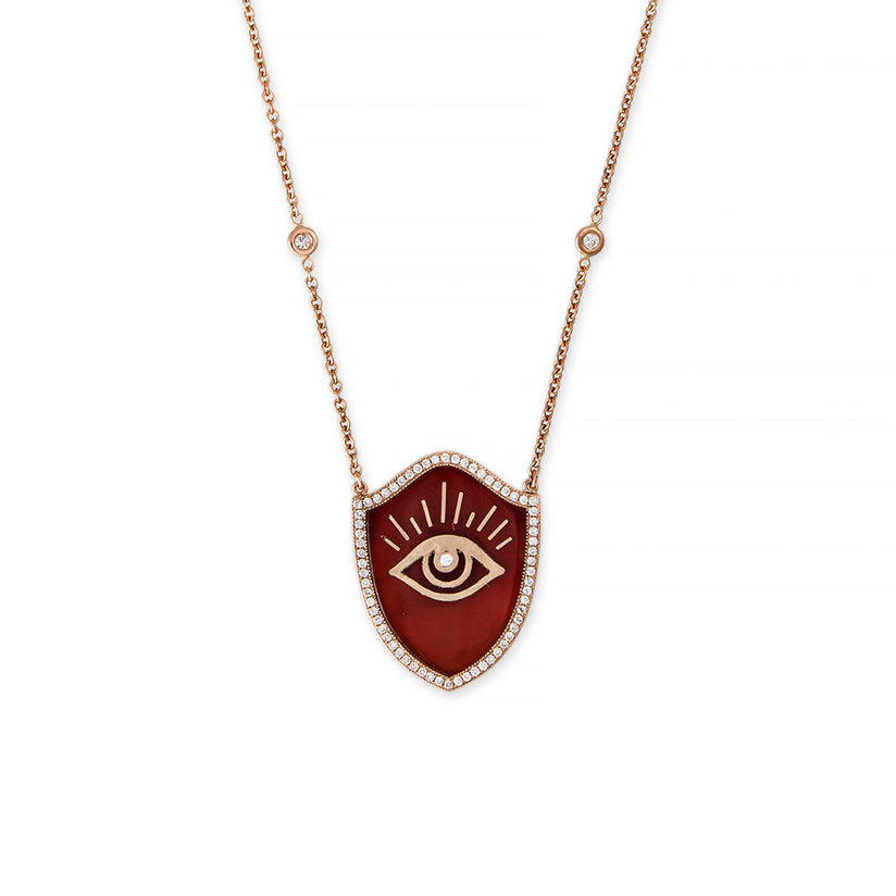 RED AGATE EYE SHIELD NECKLACE