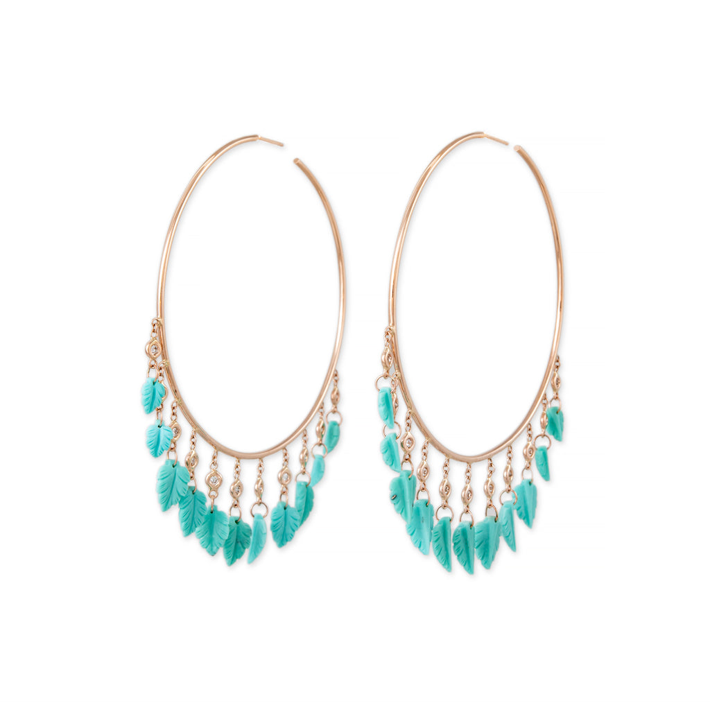 11 DIAMOND TURQUOISE LEAF SHAKER HOOPS