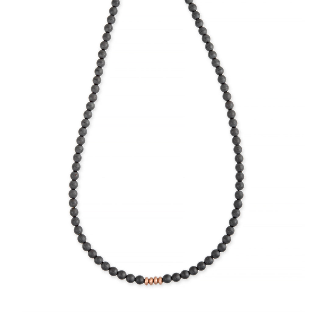 4 Gold Bead + Grey Hematite Beaded Necklace