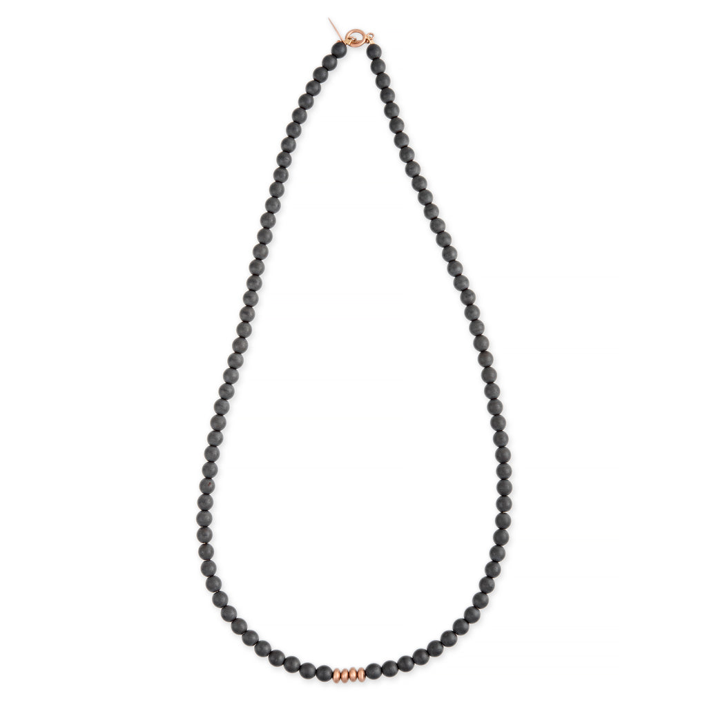 4 GOLD BEAD + GREY HEMATITE BEADED NECKLACE