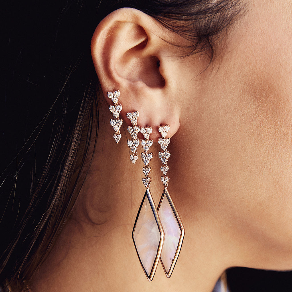 4 Graduated Diamond Liz Drop Stud Earrings