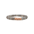 4 Satin Gold Beads + Grey Moonstone Beaded Stretch Bracelet
