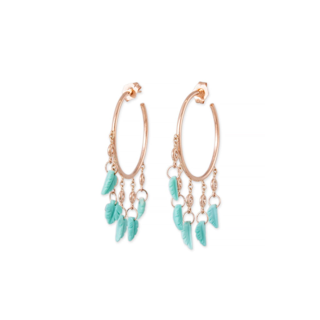 5 DIAMOND TURQUOISE LEAF SHAKER HOOPS