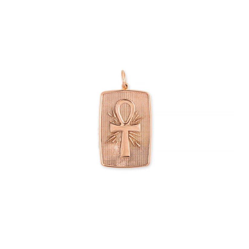 ANKH + STRENGTH RECTANGLE TAG CHARM
