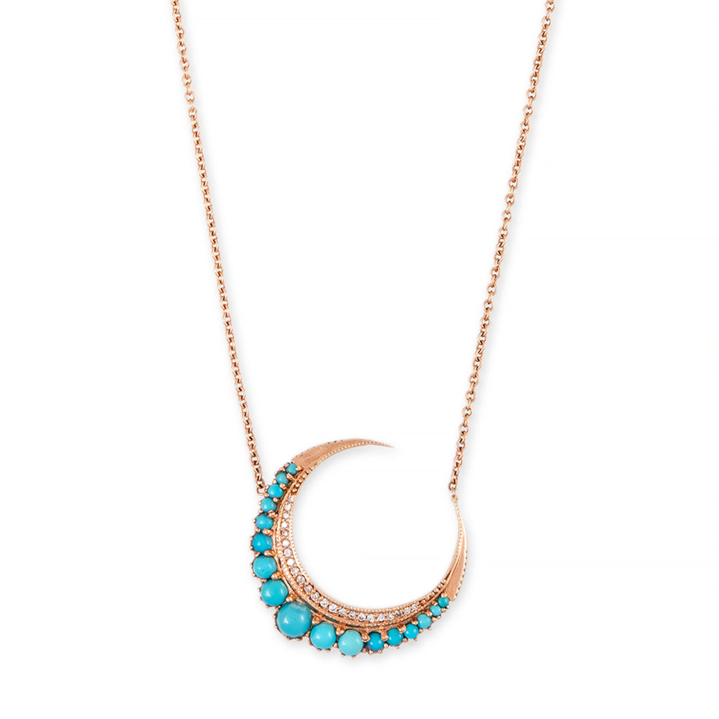 Large Turquoise Crescent Moon Necklace