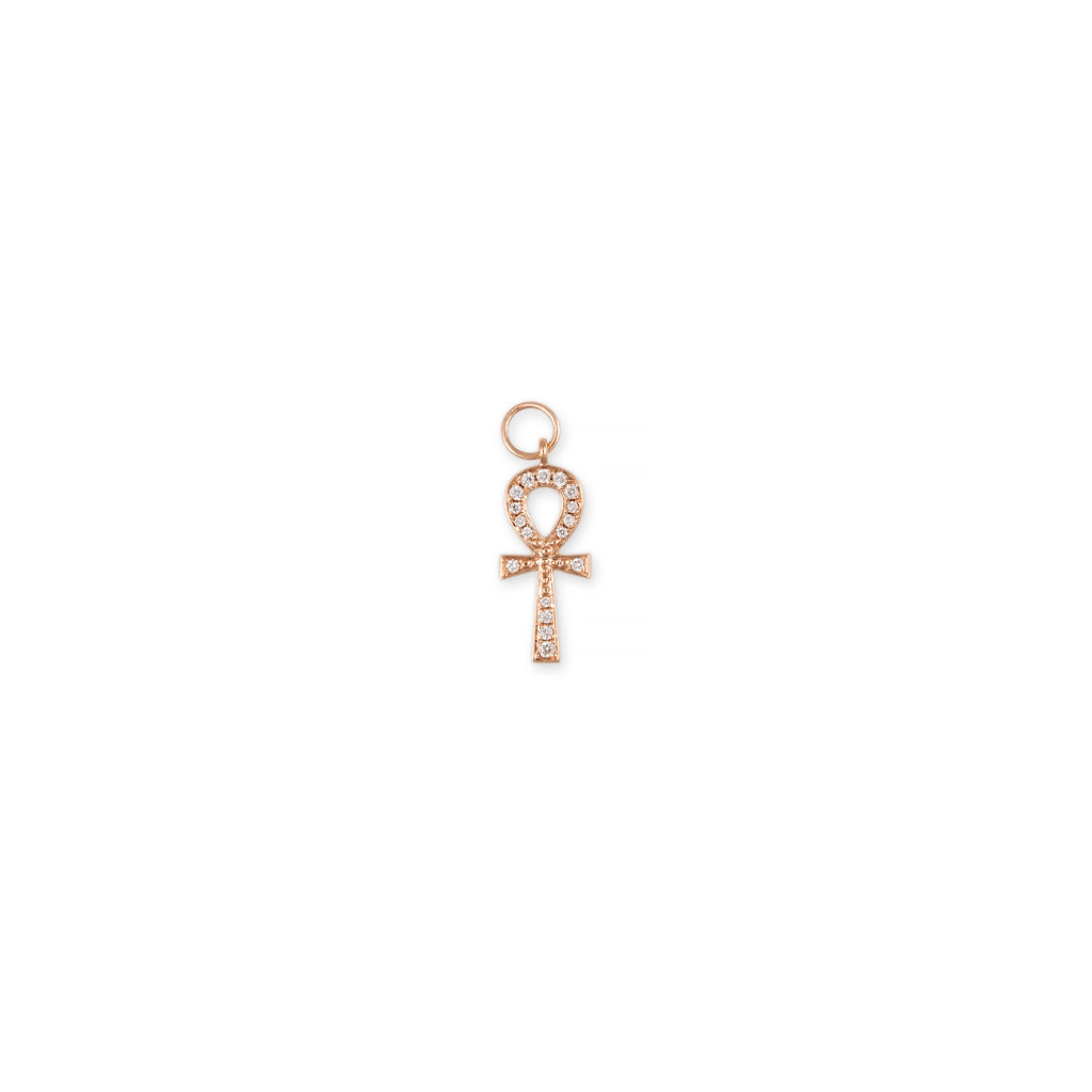 Pave Mini Ankh Diamond Charm