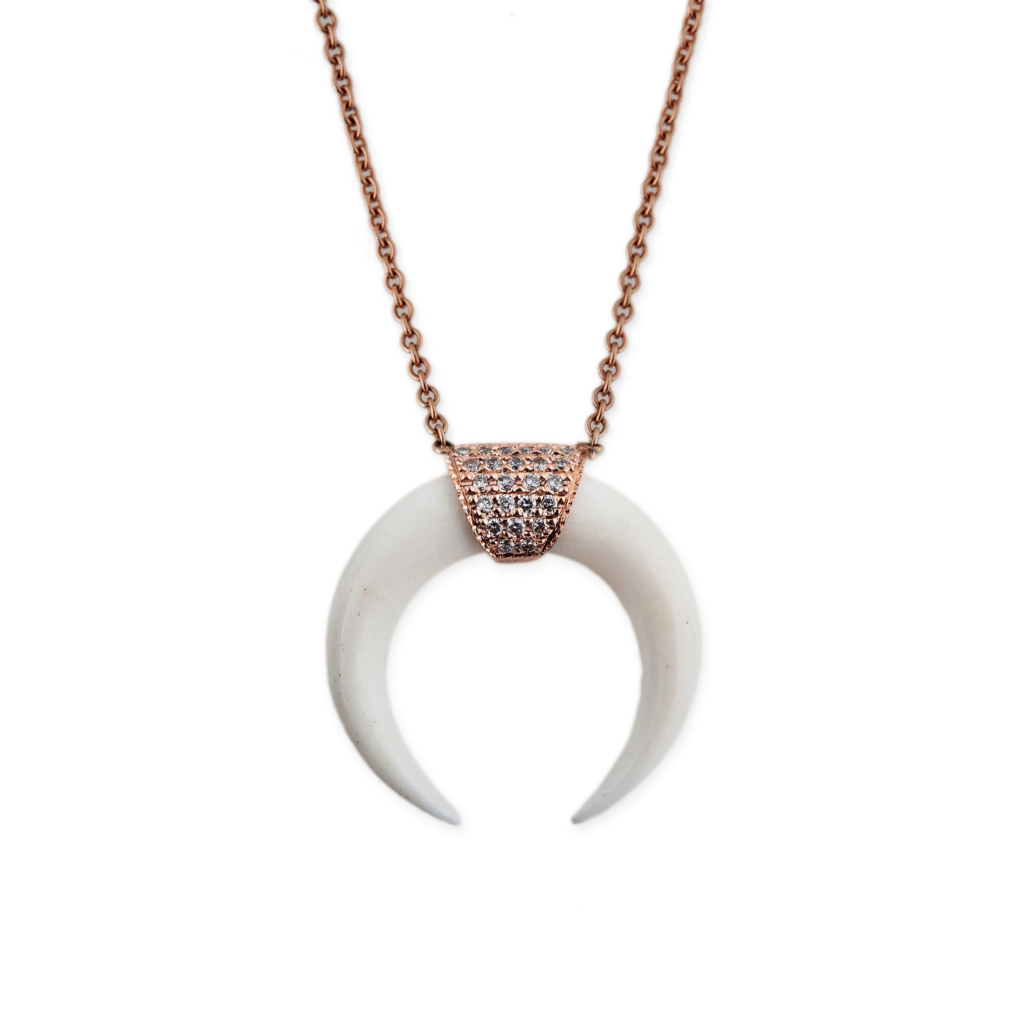 Small Pave Double Horn Necklace