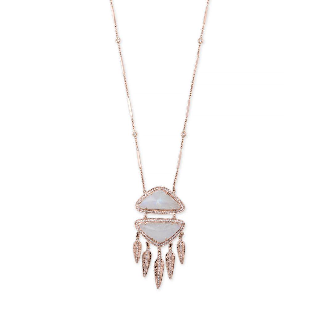 Moonstone Pave Diamond Dreamcatcher Necklace