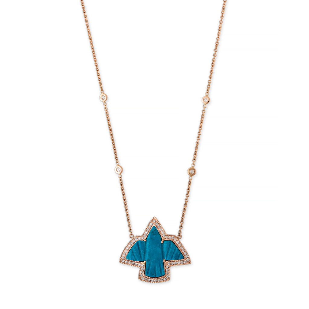 PAVE SMALL TURQUOISE THUNDERBIRD NECKLACE